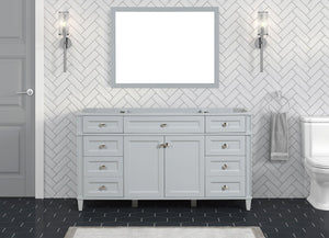Kensington 59.5 Single in All Wood Vanity in Metal Gray - Cabinet Only - Bathroom Vanities Outlet