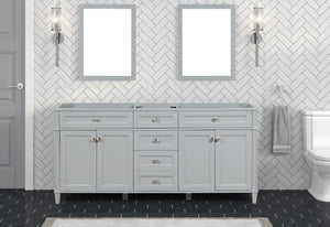 Kensington 71.5 in All Wood Vanity in Metal Gray - Cabinet Only - Bathroom Vanities Outlet