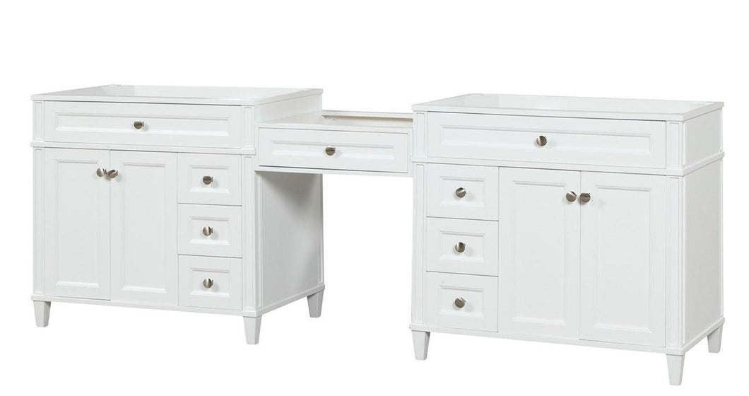 Kensington 96 inch Solid Wood Vanity in White - Cabinet Only Ethan Roth
