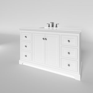 Marietta 53.5 inch Single Bathroom Vanity in White- Cabinet Only - Bathroom Vanities Outlet