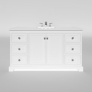 Marietta 59.5 inch Single Bathroom Vanity in White- Cabinet Only - Bathroom Vanities Outlet