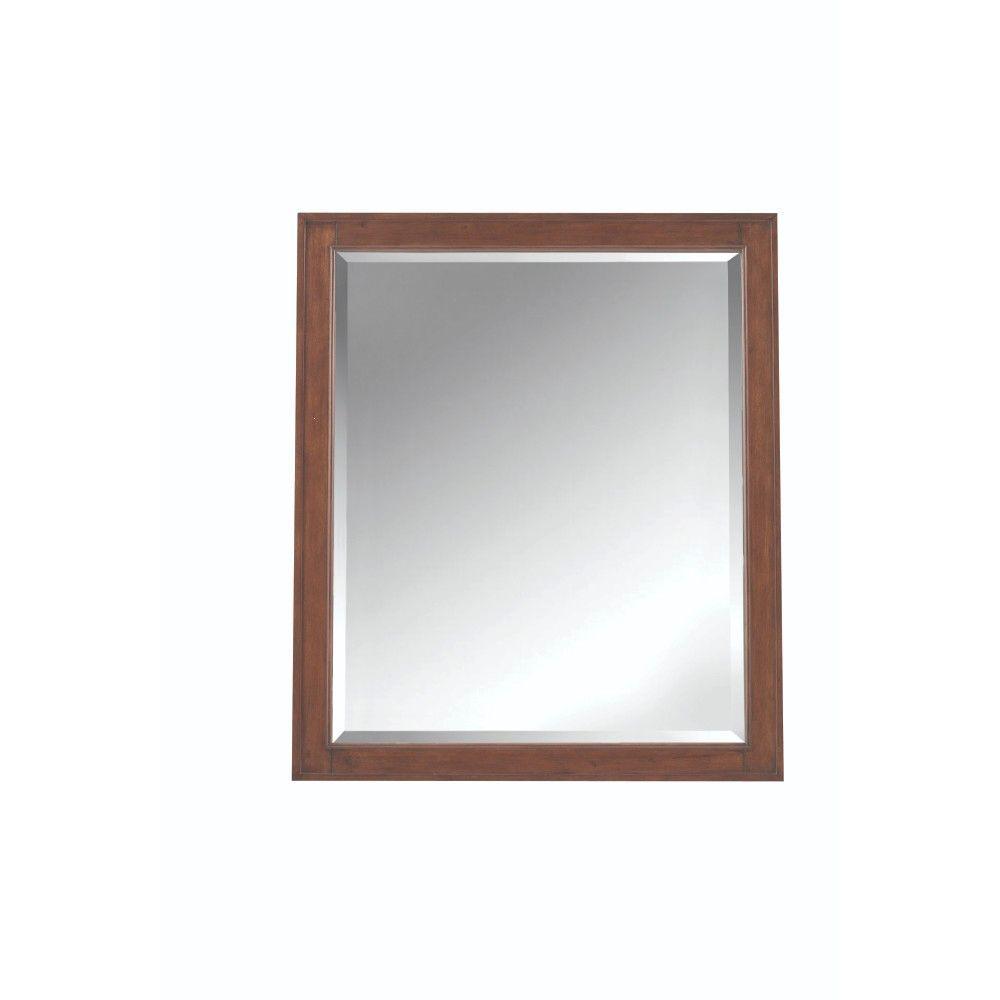 28 in. W x 32 in. H Framed Rectangular Bathroom Vanity Mirror in Tobacco Home Decorators Collection